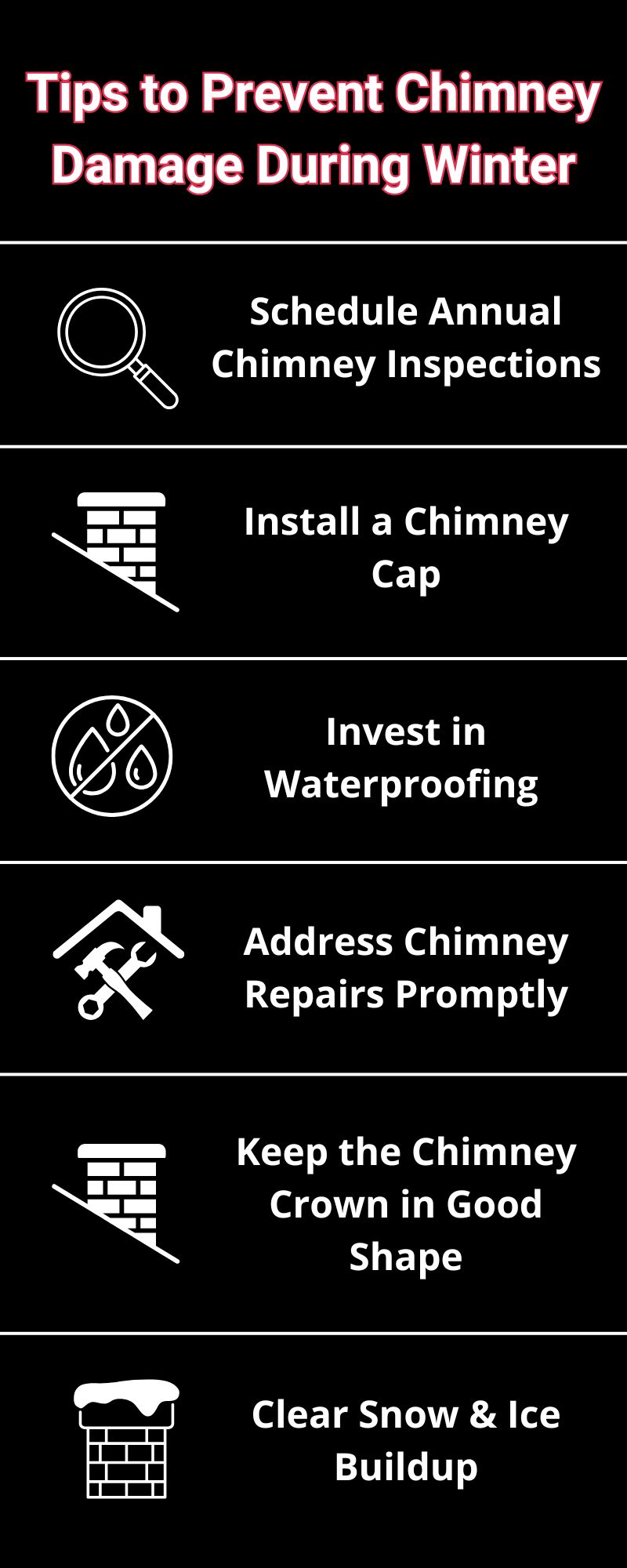 original infographic detailing tips to prevent chimney damage during winter